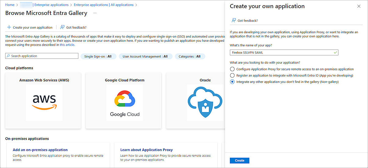 Screenshot of Entra ID, Azure SAML app setup 1